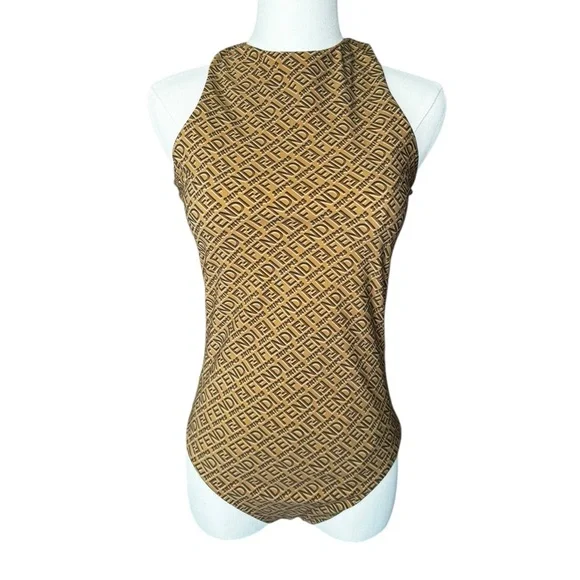 Fendi x SKIMS High Neck Bodysuit in California Tan Large - Picture 6 of 13